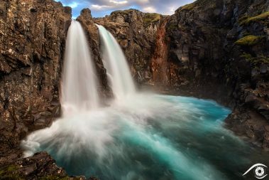 double cascade waterfall bleu blue islande iceland photographie photography trip travel voyage nikon d810 europe nature paysage landscape summer été long exposure, pose longue